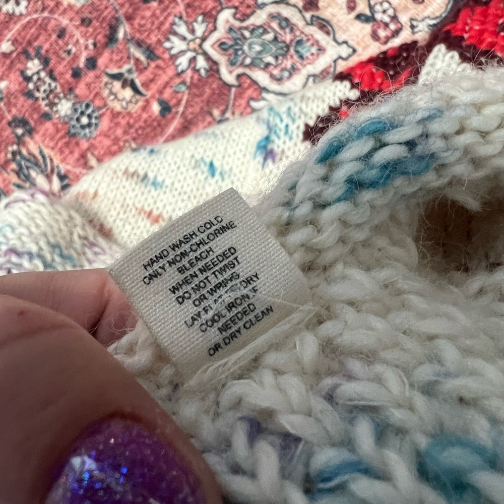 Anthropologie Sleeping on Snow Cream Floral Knit Ruffle Sweater Cardigan - Picture 8 of 9